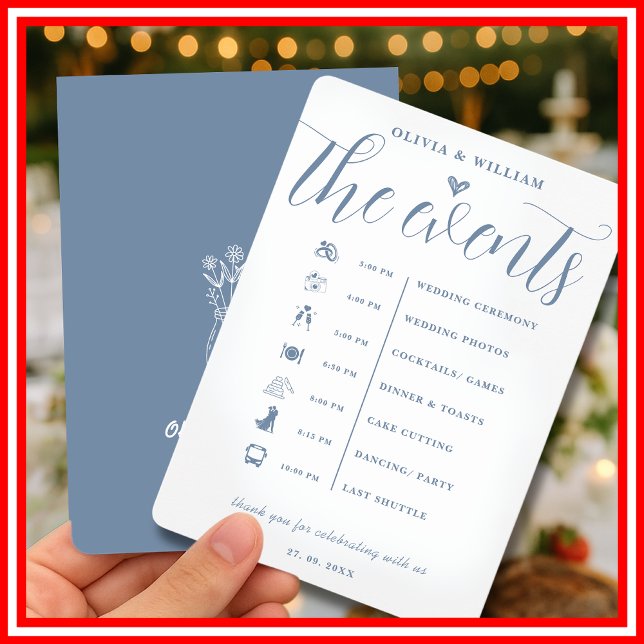 Dusty Blue Wedding Order of Events Program Invitation (Creator Uploaded)