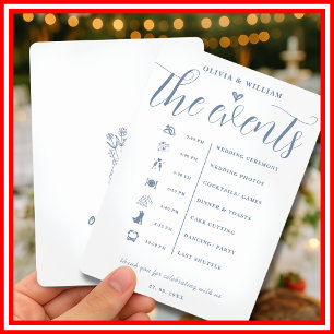 Dusty Blue Wedding Order of Events Program Invitation