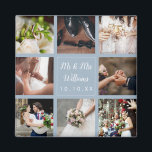 Dusty Blue Wedding Photo Collage Thank You Magnet<br><div class="desc">Personalise with your eight favourite wedding photos,  name and special date to create a unique photo collage,  memory and gift. A lovely keepsake to treasure! You can customise the background to your favourite colour. Designed by Thisisnotme©</div>