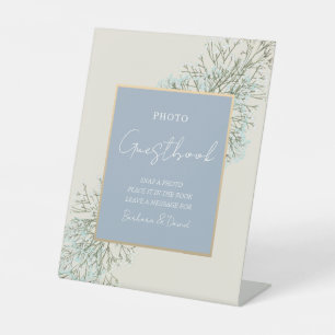 Dusty Blue Wedding Photo Guestbook Pedestal Sign