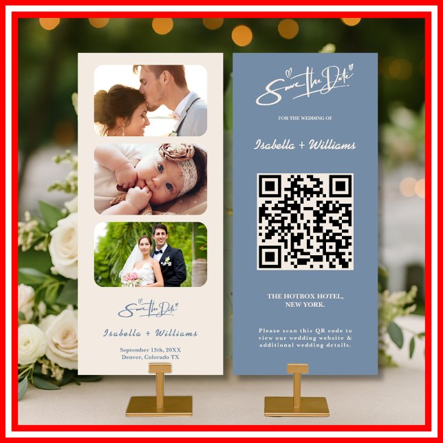 Dusty Blue Wedding Photo QR Code Elegant (Creator Uploaded)