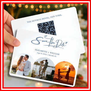 Dusty Blue Wedding Photo QR Code Save The Date