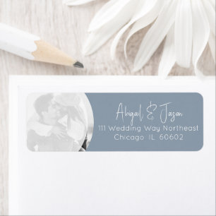 Dusty Blue Wedding Photo Return Address
