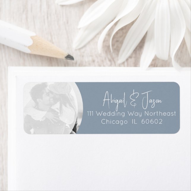 Dusty Blue Wedding Photo Return Address (Insitu)