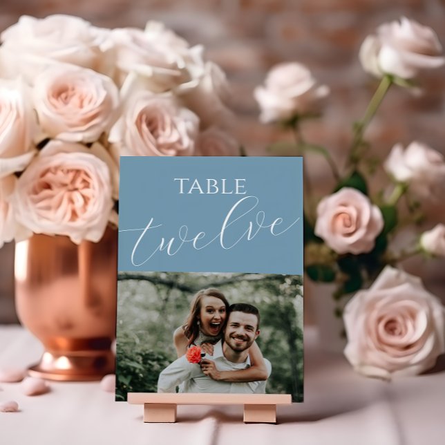 Dusty Blue Wedding Photo Table Number (Creator Uploaded)