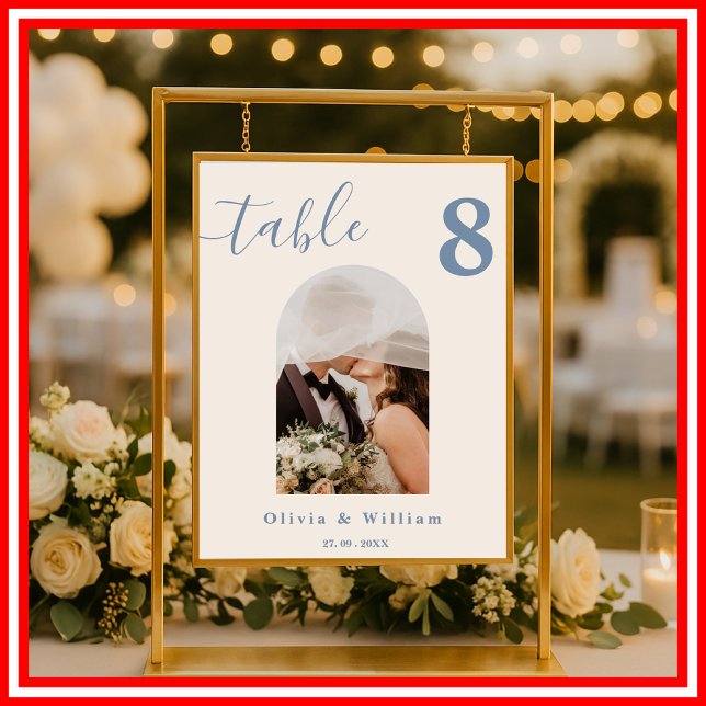 Dusty Blue Wedding | Photo Table Number Poster (Creator Uploaded)