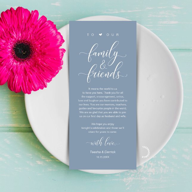 Dusty Blue Wedding Place Setting Thank You Card (Dusty Blue Wedding Place Setting Thank You Card, Dinner Lunch Brunch Party Celebration)
