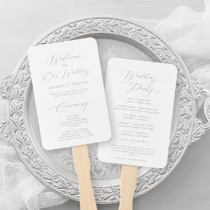 Dusty Blue Wedding Program Fan
