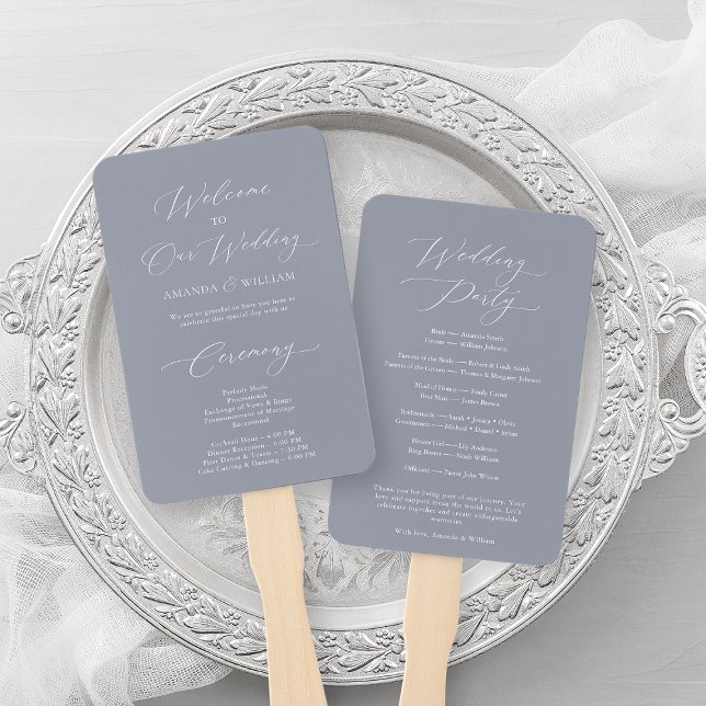 Dusty Blue Wedding Program Fan (Creator Uploaded)