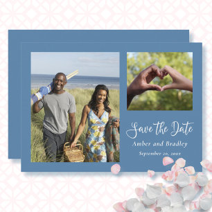 Dusty Blue Wedding QR Code Minimal Save the Date  Invitation