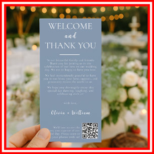 Dusty Blue Wedding QR Welcome & Thank You Card
