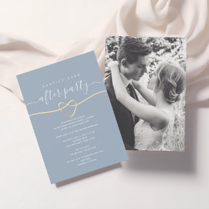 Dusty Blue Wedding Reception Photo Invite