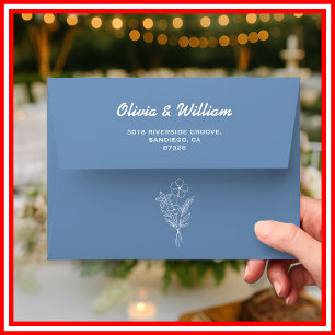 Dusty Blue Wedding Return Address Label Envelope