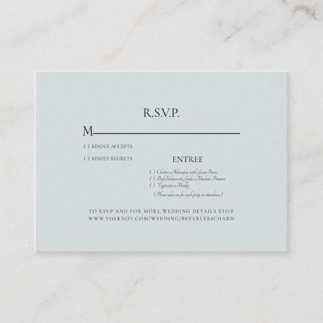 Dusty Blue Wedding RSVP Enclosure Card (Front)