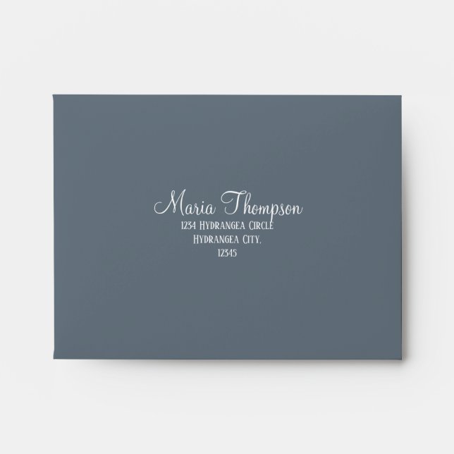 Dusty Blue Wedding RSVP Pre Addressed Elegant Envelope (Front)