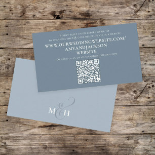 Dusty Blue Wedding RSVP QR Code Enclosure Card