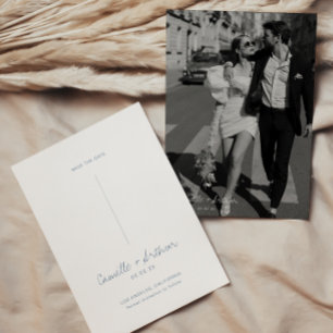 Dusty Blue Wedding Save the Date Invitation