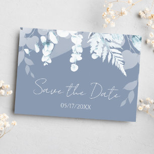 Dusty Blue Wedding Save The Date Invitation Card