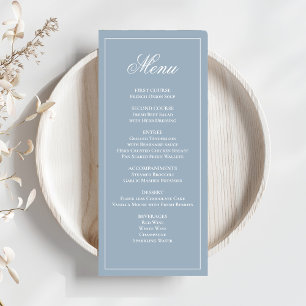 Dusty Blue Wedding Script Dinner Menu