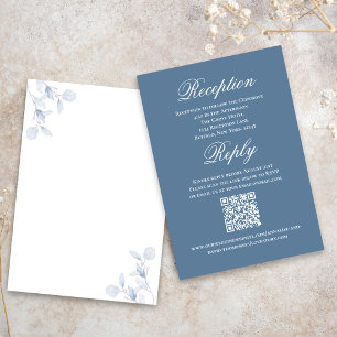 Dusty Blue Wedding Script RSVP Reception  Enclosure Card