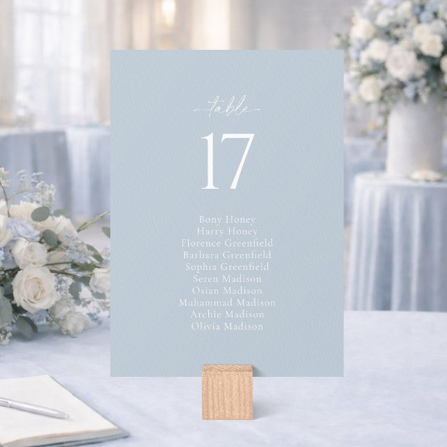 Dusty Blue Wedding Seating Chart Card (Creator Uploaded)
