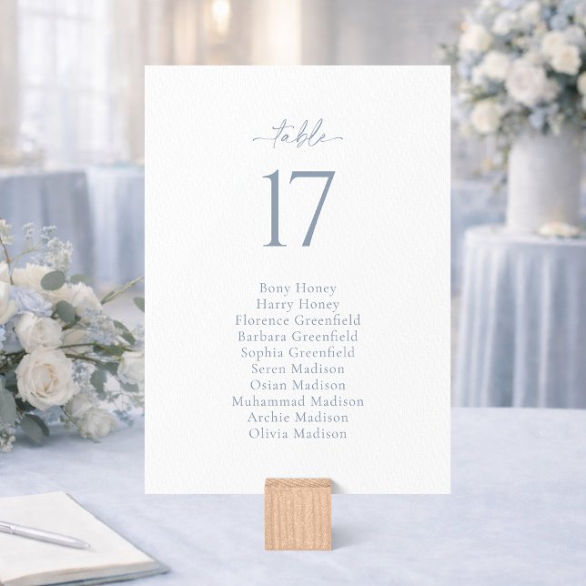 Dusty Blue Wedding Seating Chart Card (Creator Uploaded)