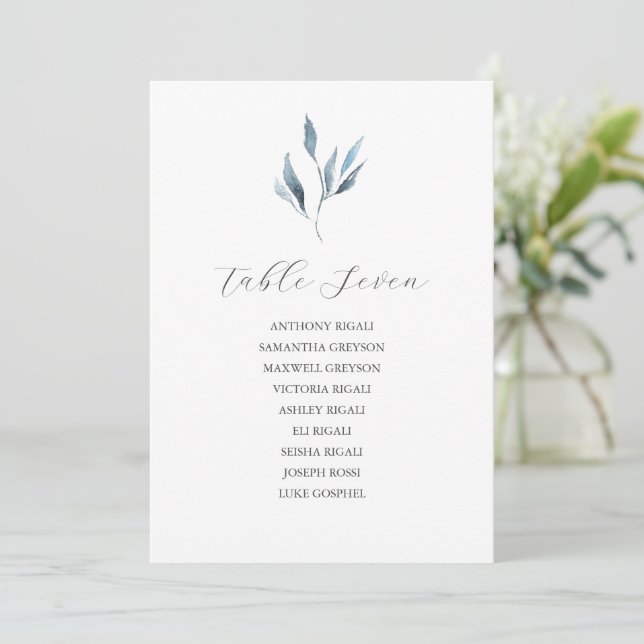 Dusty Blue Wedding Seating Chart Template (Standing Front)