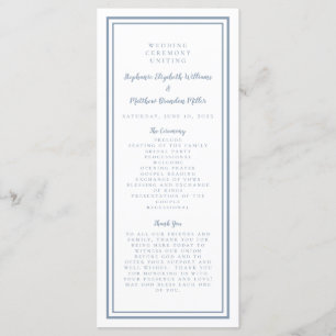 Dusty Blue Wedding Service Ceremony Modern Simple Programme