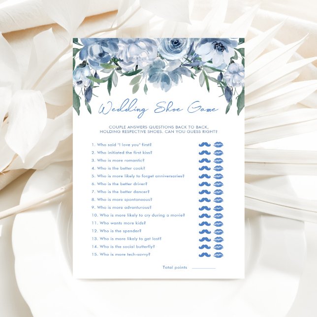 Dusty Blue Wedding Shoe Bridal Shower Game Card (Creator Uploaded)