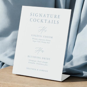Dusty Blue Wedding Signature Cocktail Bar Sign