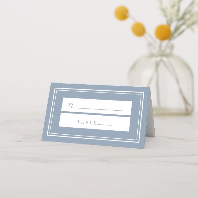 Dusty Blue Wedding Simple Modern Minimalist Table Place Card (Front)