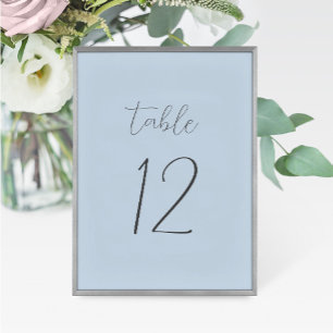 Dusty Blue Wedding Table Number Card
