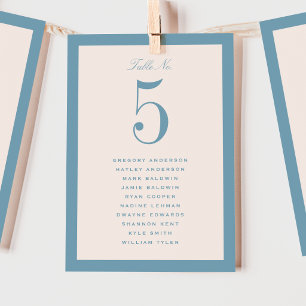 Dusty Blue Wedding Table Seating Chart Card