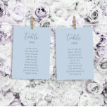 Dusty Blue Wedding Table Seating Chart Cards<br><div class="desc">This modern wedding seating chart card by table features a dusty blue background and a romantic script font. Check out other items in the "Blue Eucalyptus" collection.</div>