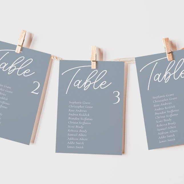 Dusty Blue Wedding Table Seating Chart Cards (Creator Uploaded)