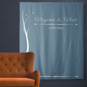 Dusty Blue Wedding Tapestry & Photo Booth Backdrop