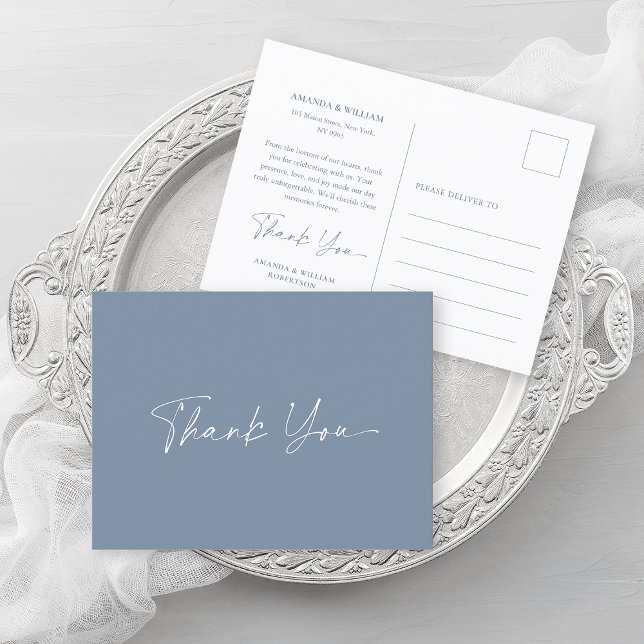 Dusty Blue Wedding Thank You Card  (Creator Uploaded)