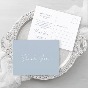 Dusty Blue Wedding Thank You Card 