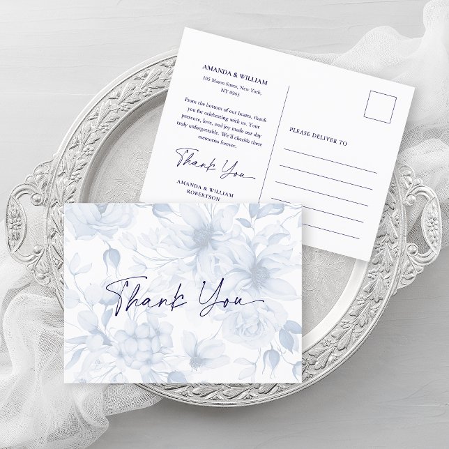 Dusty Blue Wedding Thank You Card  (Creator Uploaded)
