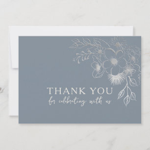 Dusty Blue Wedding Thank You Card