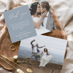Dusty Blue Wedding Thank You Cards Flyer<br><div class="desc">Budget Wedding Thank You Cards that have a photo on the front and back. The Thank you cards contain a modern hand lettered cursive script typography that are elegant,  simple and modern to use after you wedding day celebration.</div>