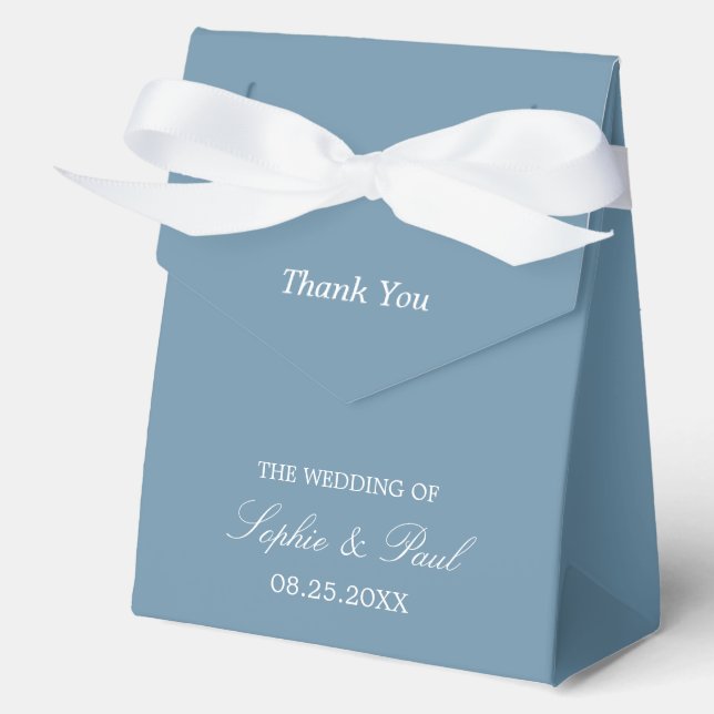 Dusty Blue Wedding Thank You Favour Box (Front)