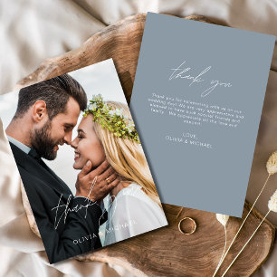 Dusty Blue Wedding Thank You Photo Minimalist