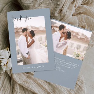 Dusty Blue Wedding Thank You Photo Minimalist 