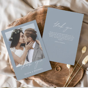 Dusty Blue Wedding Thank You Photo Simple