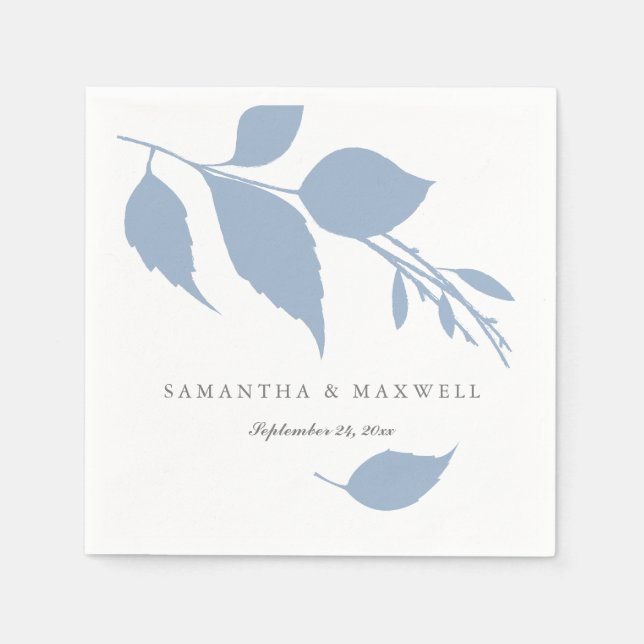 Dusty Blue Wedding Theme Cocktail Napkins (Front)