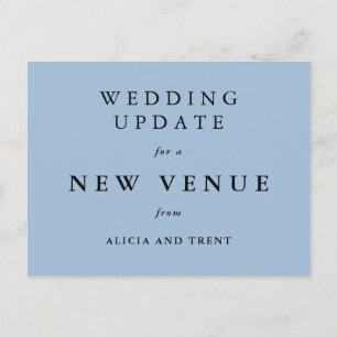 Dusty Blue Wedding Venue Change Update Card