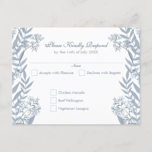Dusty Blue Wedding Vintage Postcard RSVP