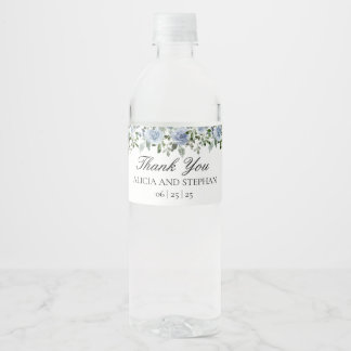 Dusty Blue Wedding Water Bottle Labels