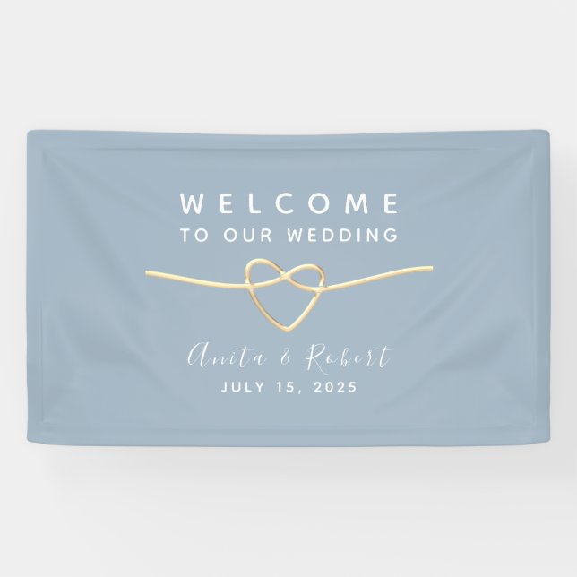Dusty Blue Wedding Welcome Banner (Horizontal)